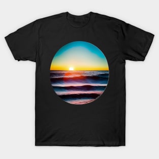 Pacific Sunset Ocean Wave Scene - Sea Life T-Shirt